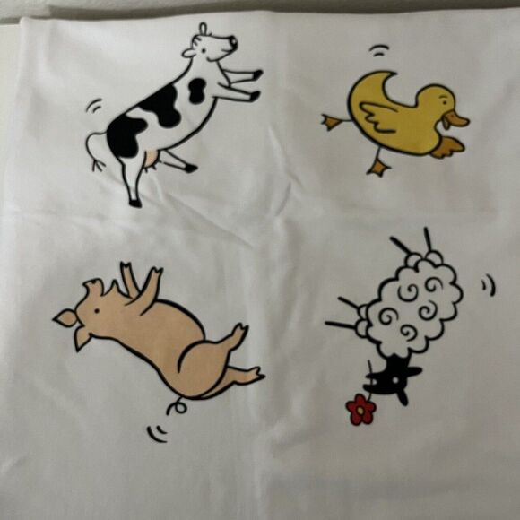 Vintage Jack Rabbit Creations Farm Animals Baby Blanket Cow Sheep Pig 1999 - Picture 6 of 10